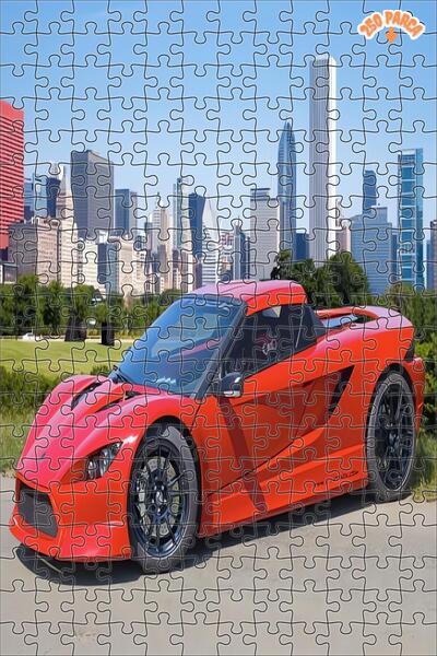 Teona Ahşap Kırmızı Spor Araba Dekoratif Çift Katlı Çerçeveli Asılabilir Ahşa...