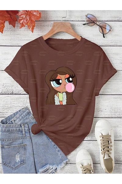 aynewmoda Tricou oversize Chewing Gum pentru fată - imprimat