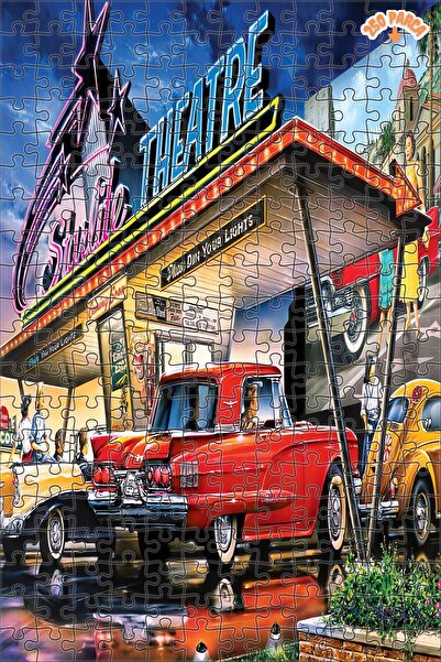 Teona Ahşap Klasik Arabalarla Sinema Keyfi Çift Katlı Çerçeveli Asılabilir Ah...