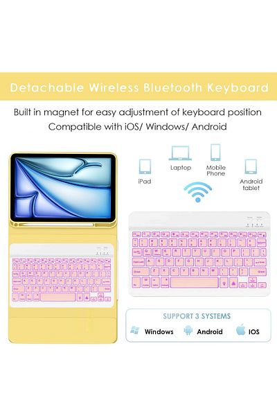 ESR 2022 Model RGB Illuminated Turkish Qwerty iPad 10.9 Case - A2696 A2757/77 Series