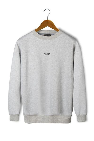 LAND MODA Hanorac unisex gri - Imprimat în față și Aveș, supradimensionat, cu trei fire groase, gât crew ridicat