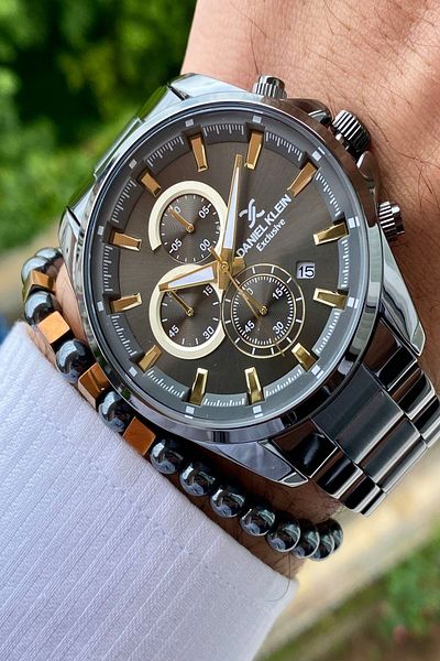 Daniel Klein Men's Wristwatch - New Season Stainless Steel Cord, 3ATM Waterproof + Bracelet Gift