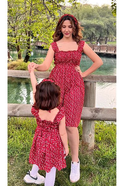 Des Biens Tiril Floral Print Combination Dress for Mother and Daughter - Summer and Festive (It Should Be Added Separately to Basket)