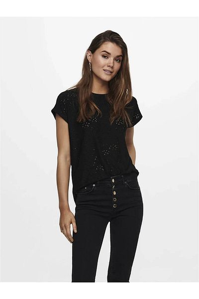 ONLY Μαύρη γυναικεία μπλούζα - 15231005 Only Onlsmilla S/S Top Jrs Noos