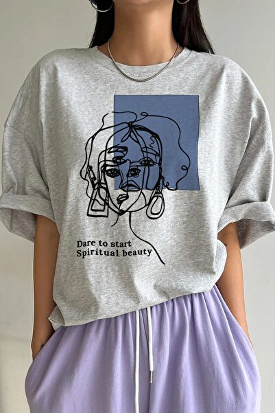 LAND MODA Unisex ριγέ εμπριμέ γυναικείο μπλουζάκι - Αισθητικό