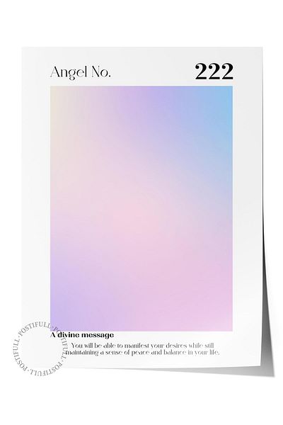 Postifull Αφίσα χωρίς πλαίσιο, Σειρά Aura NO:87 - 222 Angel Numbers, Angel Numbers, Έγχρωμη αφίσα
