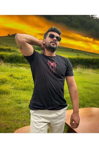 M Mazzanti Ανδρικό T-Shirt - Spider Printed, Αναπνεύσιμο Ύφασμα