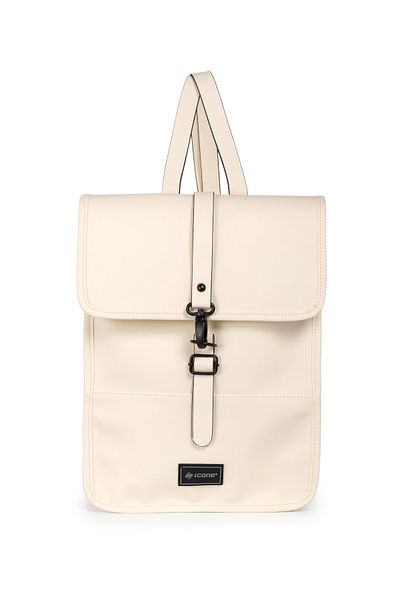 ICONE BAG Μπεζ Icone Matte Faux Leather - Σακίδιο πλάτης με κλείσιμο με γάντζο