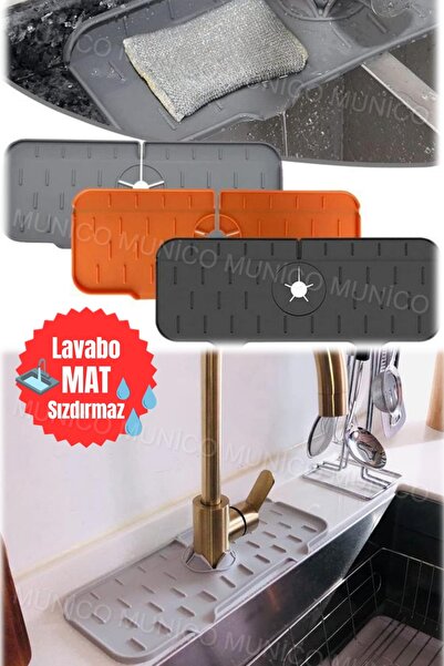 Munico Mutfak Lavabosu için Musluk Matı Damlama Tutucu Paspas Lavabo Aletleri...