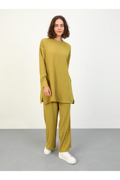 Benin Aerobin Pocket Detailed Double Tunic Trousers Set - Oil Green - Benin