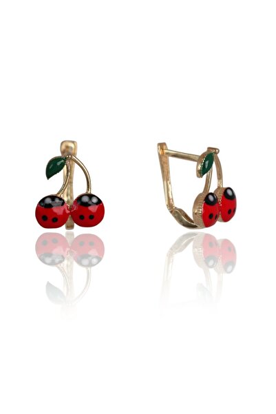 Çelikoğlu Kuyumculuk ÇELİKOĞLU KUYUMCULUK 8 AYAR ALTIN KİRAZLI BEBEK ÇOCUK KÜPESİ 1,43 GR