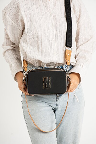 Just Polo حقيبة نسائية صغيرة باللون الأسود - حزام متقاطع، قسمين، للكتف واليد ...