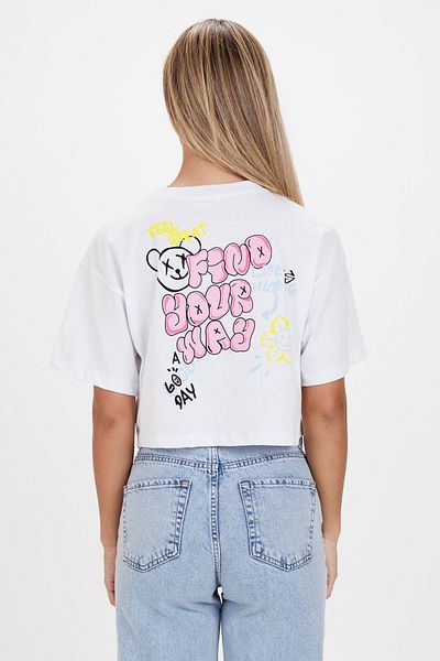 Ecrou Γυναικείο λευκό μπλουζάκι Fino Your Print Crop