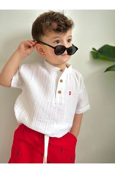 CENGO KIDS COCUK GIYIM Boy's Muslin Shirt and Gabardine Shorts Set - Holiday