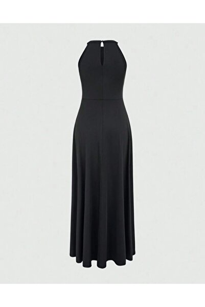 Styling Park Derin Yırtmaç Dekolteli Kolsuz Uzun Abiye Elbise