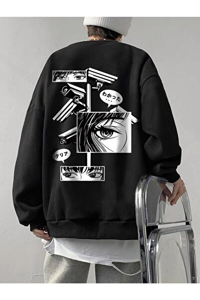 LAND MODA Hanorac oversize unisex anime cu guler rotund