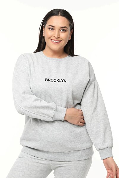 LAND MODA Hanorac Oversize Imprimat Brooklyn - Marime Mare