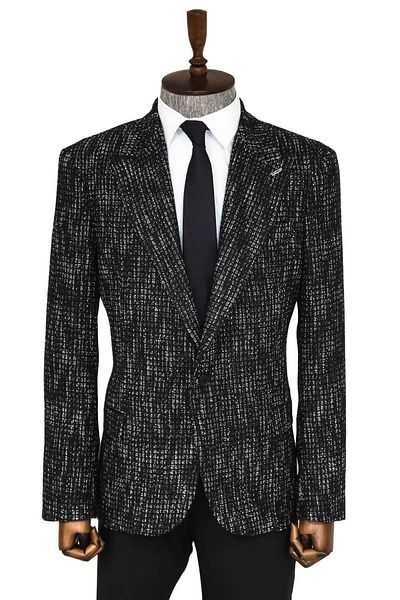 Wessi Wessi - Black Patterned Slim Fit Sports Men's Jacket