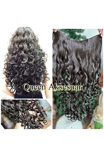 Queen Nelly fiber ısıya dayanıklı dalgalı  uzun yarım ay çıt çıt saç postiş p...