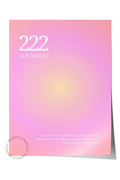 Postifull Çerçevesiz Poster, Aura Serisi NO:80 - 222 Pembe Aure, Melek Numara...