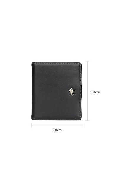 BISON DENIM Мъжки кожен портфейл с италиански дизайн и отделение за монети и карти