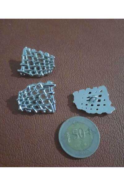 Beyna Silver Coated Straw Braid Model Metal Button - 2.5 cm, 1 Pack 4 Pieces