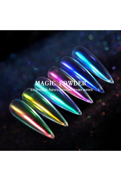 RNK BEAUTY Nail Art Süsleme Ayna İnci Tozu Avrora Pearl Magic Powder 6'lı