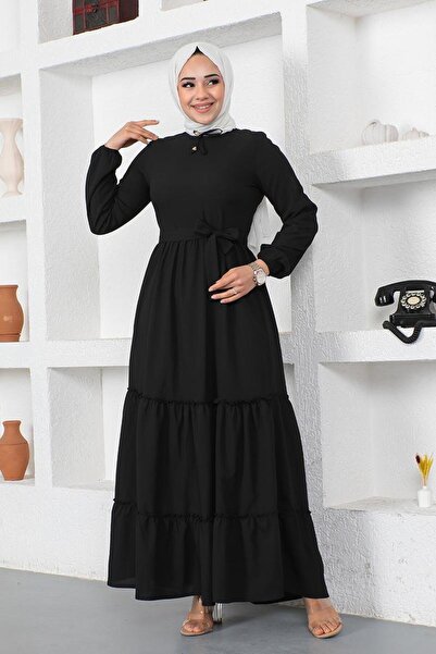 SGS Black Placket Dress - Lace-up Collar
