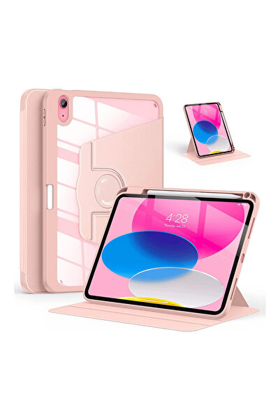 Fuchsia iPad Air 11 inç 2024 M2 Çipli 6.Nesil Uyumlu 360° Dönebilen Standlı Pino Tablet Kılıfı