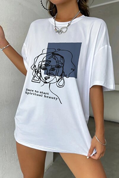 LAND MODA Unisex Αισθητική γυναικεία γραμμή Μπλουζάκι με στάμπα