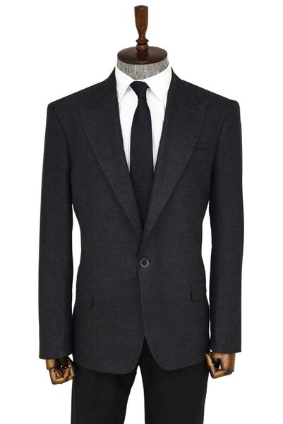 Wessi Desensiz Slim Fit Spor Füme Erkek Ceket - Wessi