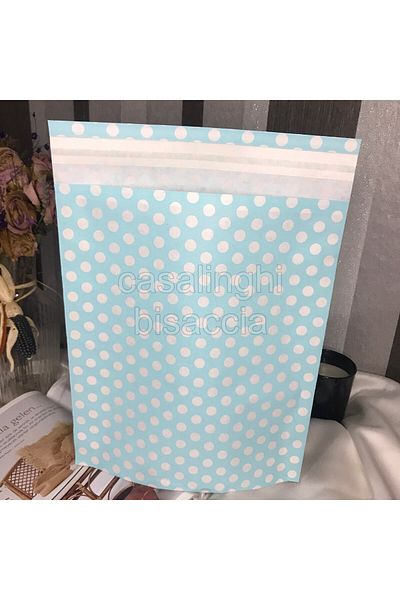 bisaccia Blue Polka Dot Gift Wrap with Tape 25x30 Cm - 4 Pieces
