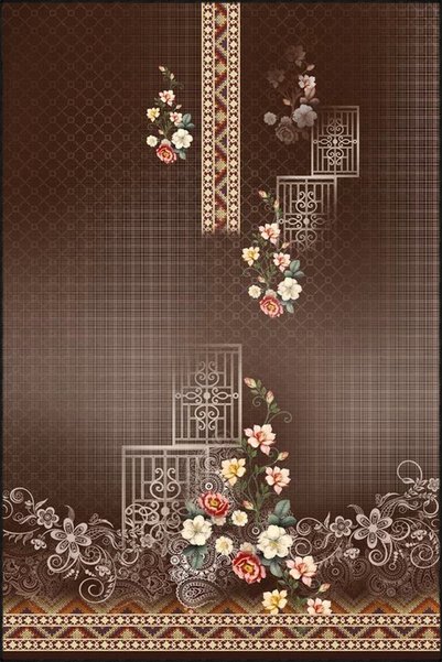 Rugs Modern Halı Μοντέρνο καφέ χαλί με έθνικ μοτίβο, υφαντό με μοτίβο και δια...
