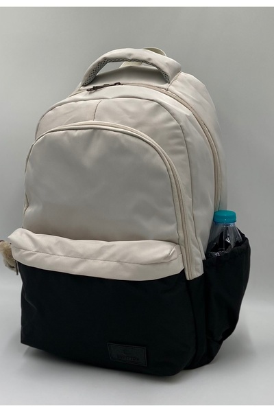 Bevitton 34100 Μπεζ-μαύρο υφασμάτινο σχολικό σακίδιο πλάτης Unisex