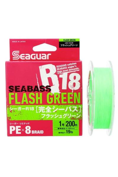 CAPTAIN Seaguar R18 Seabass Flash Green Pe 8 Örgü Spin Ip Misina 150 Mt 0,185 Mm