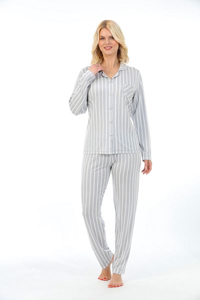 Etoile Set de pijama pentru femei din bambus, cu mânecă lungă, dungi