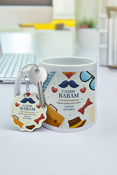 hediyemen Canım babama hediye Babalar Günü temalı kupa bardak ve anahtarlık