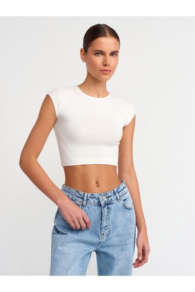Dilvin Cotton and Modal Mixed Women's Crop Top - 30528