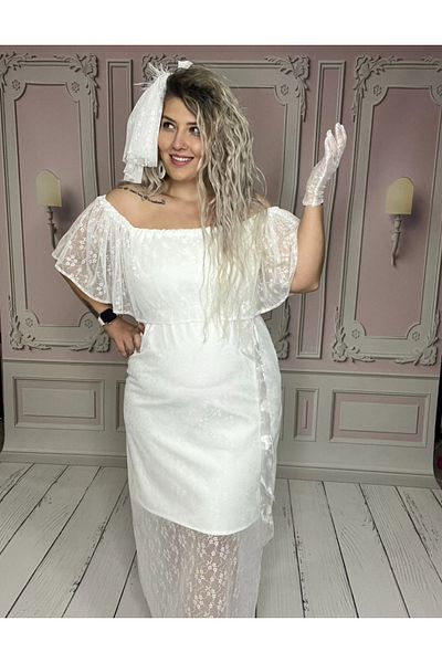 NA ADDESIGN White Lace Plus Size Dress - for Wedding and After Party