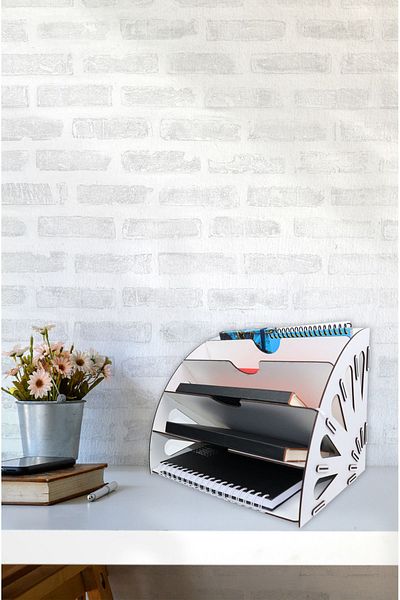 KLES Wooden Decorative Shelf - File Desktop Document and Organizer