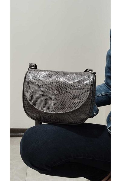 atter Piele autentică - Geantă de damă din piele lacuată cu design special