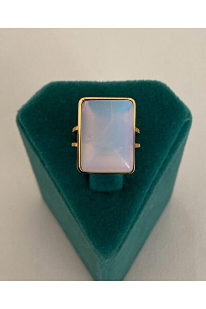 Lujo Çelik Ayarlamalı Dikdörtgen Beyaz Yüzük