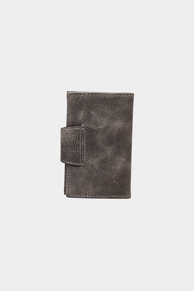 Grande 827 Model - Crazy Gray Accordion Card Holder, Genuine Leather and Snap Wallet