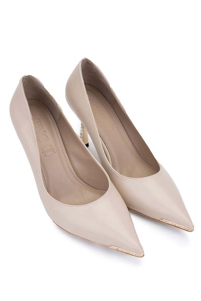 Tamer Tanca Beige Colored Vegan Women's Heeled Shoes