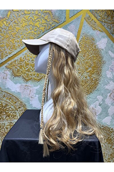 Evabeauty Krem Renkli Şapkalı - Sarı Peruk