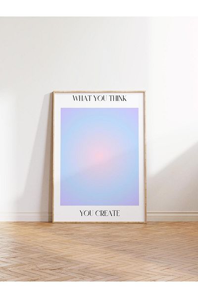 Postifull Aura Series NO:15 - Αφίσα με αριθμό μπλε αγγέλου χωρίς πλαίσιο - 'Τι σκέφτεστε, δημιουργείτε'