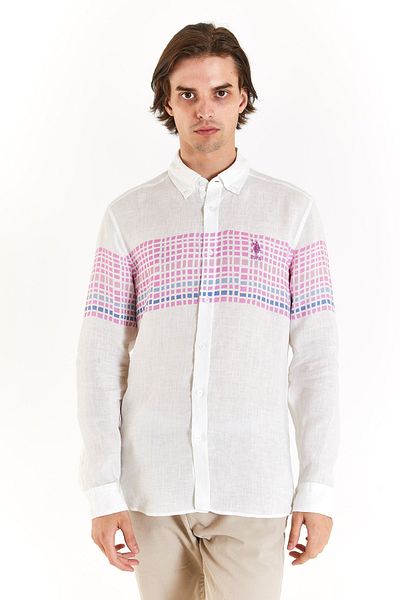 U.S. Polo Assn. Ανδρικό μακρυμάνικο πουκάμισο με βιολετί χρώμα - ELIFSU BUTIKHOME