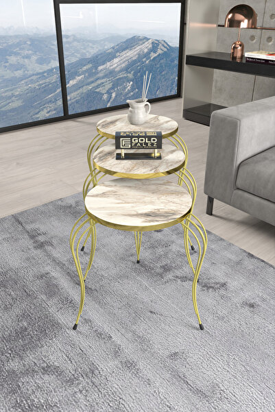 GOLDFALEZ Zigon Sehpa Lükens Gold Efes