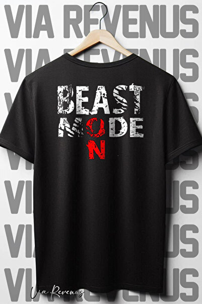 Vordevia Црна мајица Oversize kroj са округлим изрезом и Štampano Beast Mode ...