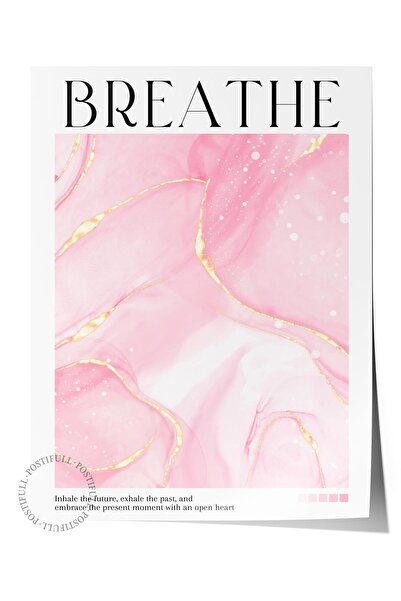 Postifull Çerçevesiz Poster, Aura Serisi NO:176 - Breathe Pembe, Melek Numara...